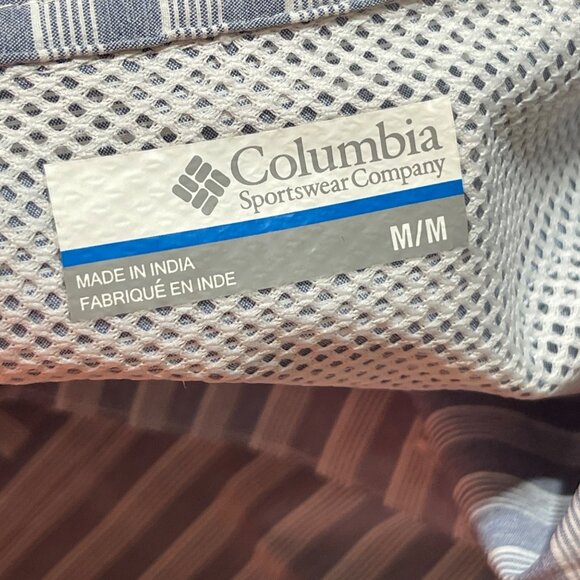 Columbia Men's Button Front Shirt Twisted Creek Size M Medium Blue White Stripe - Picture 3 of 7